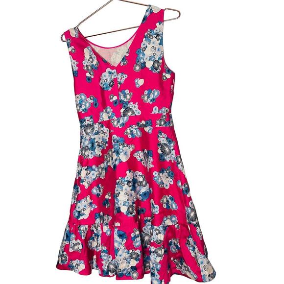 DIANE VON FURSTENBERG Pink Floral Sleeveless Crewneck Topanga Mini Dress Size 4 - Picture 5 of 12